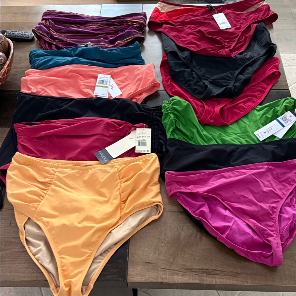 12 New swim bottoms  size XL & 14 various known brands  GREAT DEAL!